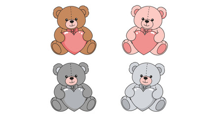 Cute teddy bears holding hearts, perfect for Valentine's Day, expressing love and affection in a sweet design