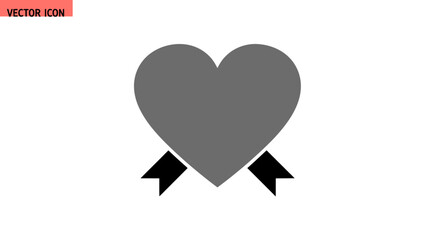 Elegant gray heart icon with ribbon, perfect for romantic designs, Valentine's Day cards, and heartfelt messages