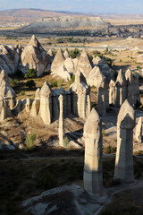 Unusual rocks in Zemi Valley near Goreme, Cappadocia, Turkey