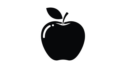 A simple black apple design with a leaf a striking silhouette