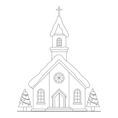 A charming illustration of a Christmas village featuring a church, various shop, house decorated with christmas trees creates a festive and cheerful winter wonderland scene. winter wonderland scenes