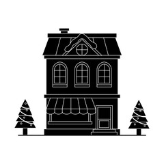 A charming illustration of a Christmas village featuring a church, various shop, house decorated with christmas trees creates a festive and cheerful winter wonderland scene. winter wonderland scenes