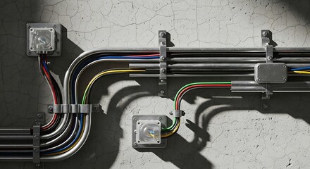 Electrical Wiring System with Conduits and Junction Boxes.