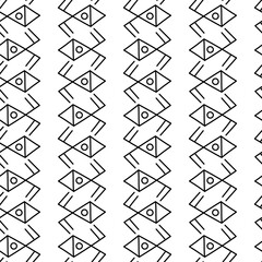 pattern, linear ornament of the first American settlers, Indians. Repeating seamless diamond-shaped symbol texture with turns in different directions, symmetry. Relief texture. American Indian symbols
