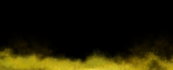 Yellow smoke template mockup with transparent background for show effects, stage design and dramatic visual scenes