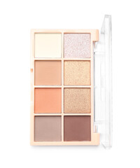 One beautiful eyeshadow palette isolated on white, top view