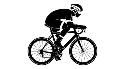 Obraz premium Silhouette of a cyclist riding a racing bike perfect for sport and healthy lifestyle visuals