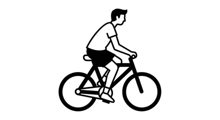 Fototapeta premium Minimalist Illustration of a Cyclist Riding a Bicycle on a White Background Simple and Clean Design