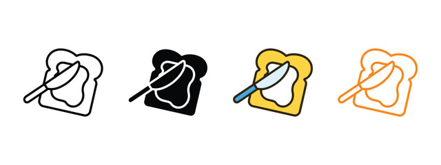 Slice of buttered bread and knife icon vector. breakfast menus, recipe cards, or healthy eating campaigns to grab attention and generate appetite appeal symbol. vector illustration.