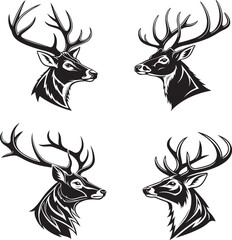 Deer Head Silhouette Logo – Bold Black and White Minimalist Vector Design