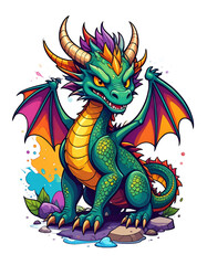 green dragon with red wings