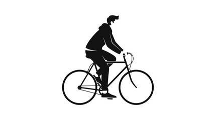 Obraz premium Silhouette of a cyclist riding a bicycle on a white background for cycling themes concept and