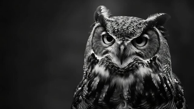  owl's face in black and white