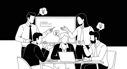 Innovative brainstorming session showcasing teamwork and idea generation process at office