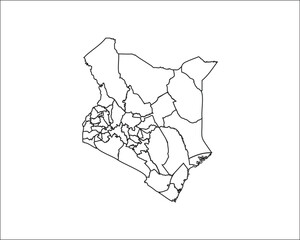 Kenya administrative map black and white