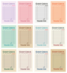 Guest check art print, trendy wall art blank restaurant receipt vector illustration for digital and personalized gift