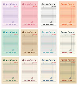 Guest check art print, trendy wall art blank restaurant receipt vector illustration for digital and personalized gift