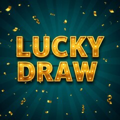 happy new year 2026 background, Retro style sign with glowing marquee lights announces a lucky draw. Golden confetti falls around the teal background. Offers excitement and anticipation for games of c
