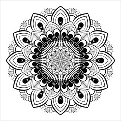 Mandala design with intricate floral and geometric patterns for decorative and spiritual artwork