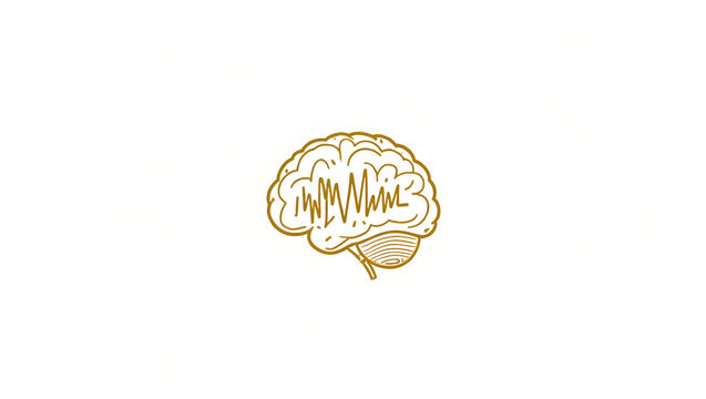 Alpha wave A minimalist, abstract interpretation of alpha wave activity shown as flowing gold lines inside a simple white-outlined brain(4)
