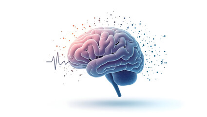 Alpha wave A stylized digital artwork of a brain formed from delicate lines and glowing nodes, alpha wave signals subtly woven into the design, floating(2)