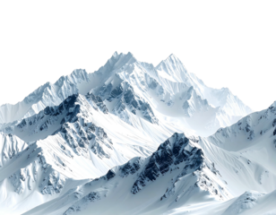 Snow-capped mountain range, jagged peaks, stark white and blue hues, sunlight illuminating the upper ridges, showcasing a dramatic, pristine alpine landscape