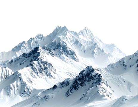 Snow-capped mountain range, jagged peaks, stark white and blue hues, sunlight illuminating the upper ridges, showcasing a dramatic, pristine alpine landscape