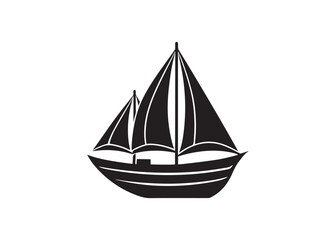 Simple Black and White Sailboat Icon: Nautical, Minimalist, Vector Graphic Illustration.
