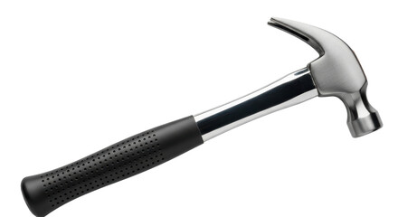 Isolated claw hammer close-up shot showing the tool's design and rubber handle for comfort