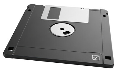 Obraz premium Isolated obsolete magnetic floppy disk, technology data storage, archiving and retrieval