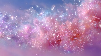 Vibrant Cosmic Scene with Stars and Nebula in Pink and Purple Tones