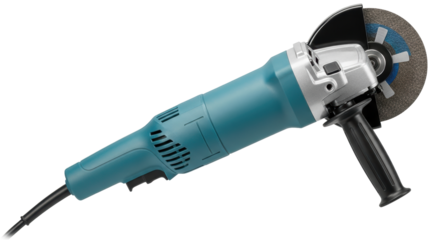 Isolated angle grinder tool for construction work or grinding steel with cut off wheel