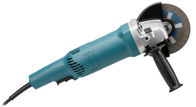 Isolated angle grinder tool for construction work or grinding steel with cut off wheel