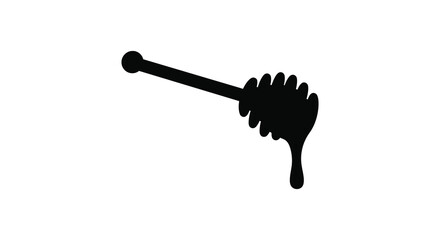 A striking black honey dipper with dripping honey a bold silhouette