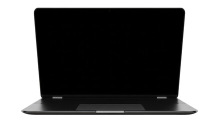 Fototapeta premium Isolated modern laptop computer device with blank dark screen display presentation view