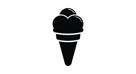 A simple black and white illustration of an ice cream cone silhouette