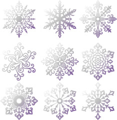 Set of snowflake ornaments with gradient S5