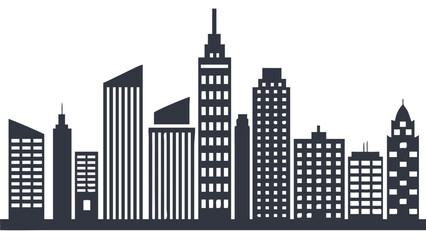 Obraz premium Sleek cityscape skyline silhouette, perfect for urban development, modern architecture, or real estate branding, originally a scalable vector graphic