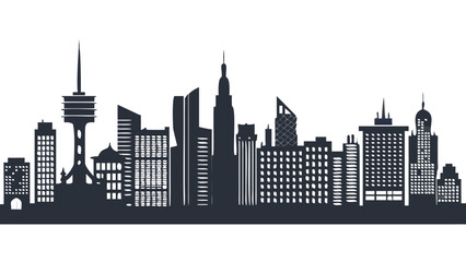 Naklejka premium Striking city skyline silhouette with iconic architecture, perfect for urban development projects, tourism promotions, and modern design concepts