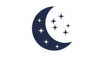 Dark blue crescent moon with sparkling stars a beautiful night silhouette