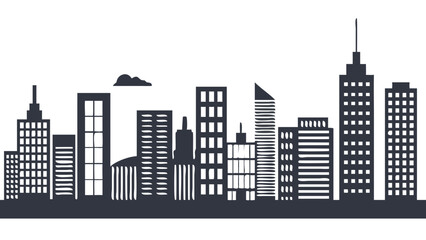 Naklejka premium Modern city skyline illustration with sleek skyscrapers, perfect for urban development projects or business presentations, conveying growth and innovation