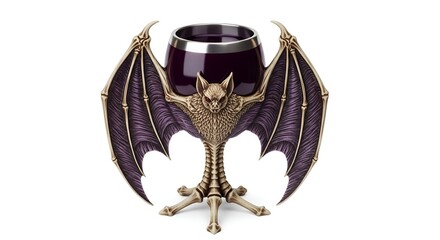 Gothic Bat Wine Glass Holder with Wine Glass - Perfect for Halloween and Dark Themed Decor
