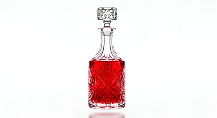 Elegant crystal decanter filled with rich red liquid, perfect for showcasing fine spirits or artisanal beverages