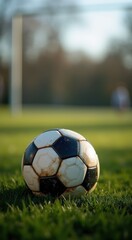 Obraz premium Soccer ball sitting on the grass in the field