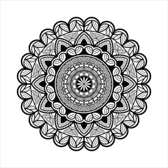 Mandala black and white floral pattern illustration