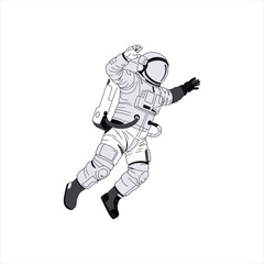 Astronaut floating in space with a retro, vintage vibe perfect for science, technology or exploration themed projects and designs, ideal for website headers