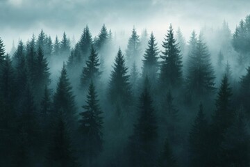 Fototapeta premium Enchanting winter forest scene capturing the essence of a snowstorm in motion