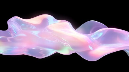 Futuristic glowing holographic wave with abstract blobs on dark background
