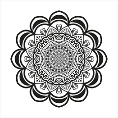 Mandala black and white floral pattern