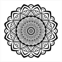 Mandala black and white floral pattern